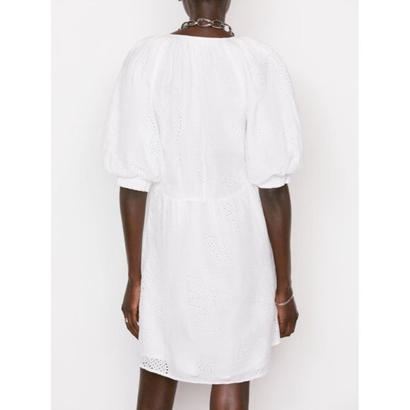 FRAME Eyelet Puff Sleeve Dress in white size S - Picture 4 of 14